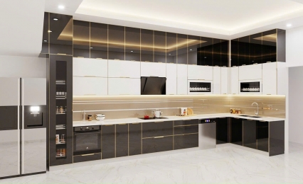 Tủ bếp cánh kính 08