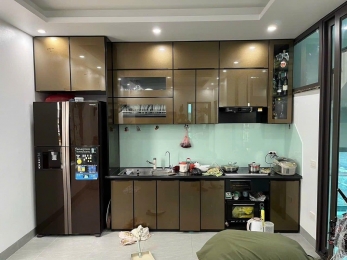 Mẫu tủ bếp nội thất nhôm kính HL04